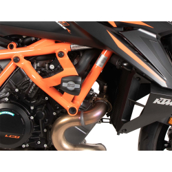 1390 SUPER DUKE R / EVO (2024-) ✓ Pare carters Orange Hepco-Becker avec tampons de protection