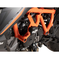 1390 SUPER DUKE R / EVO (2024-) ✓ Pare carters Orange Hepco-Becker avec tampons de protection